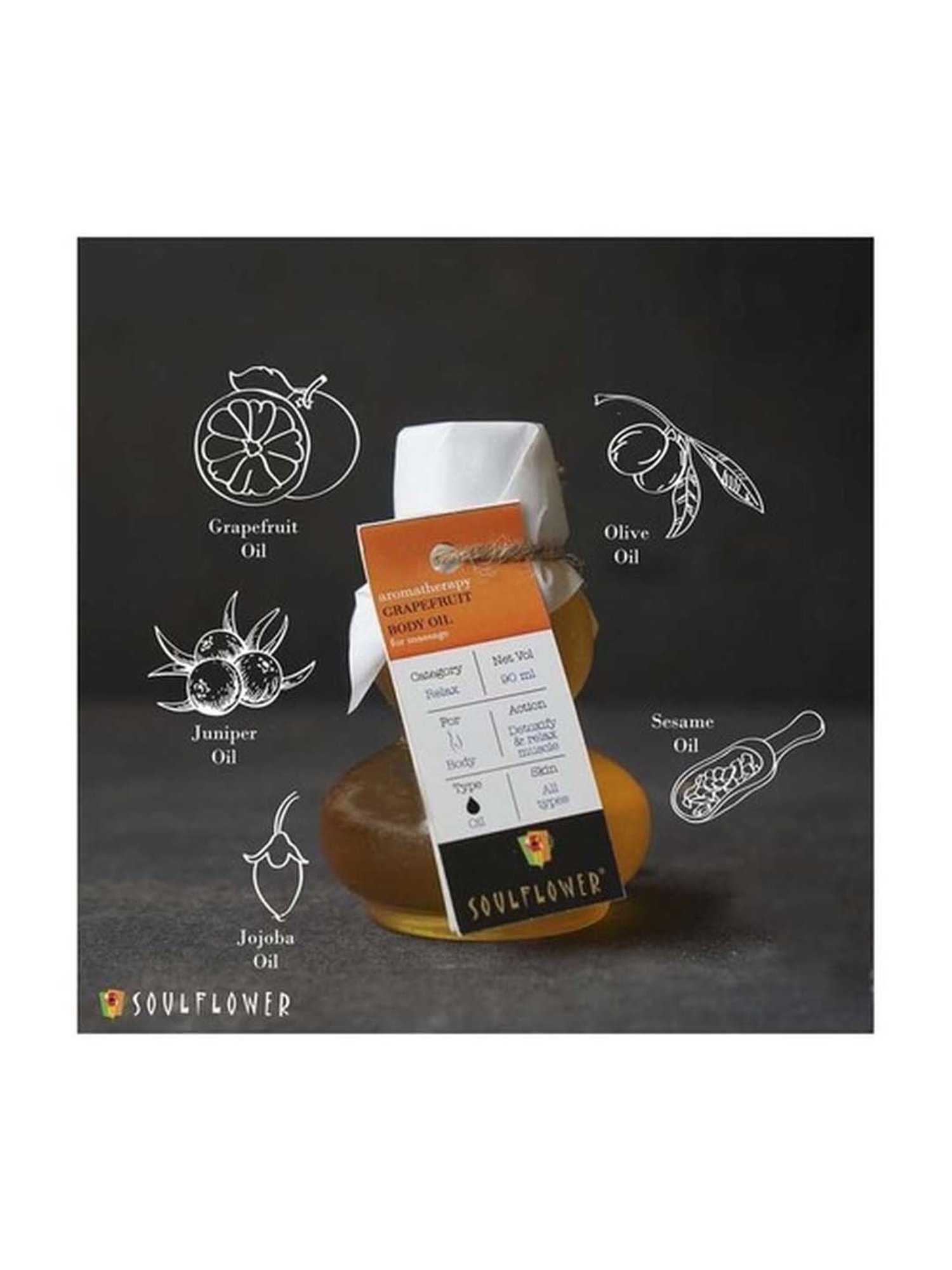 Soulflower Grapefruit Aroma Massage Oil - 90 ml