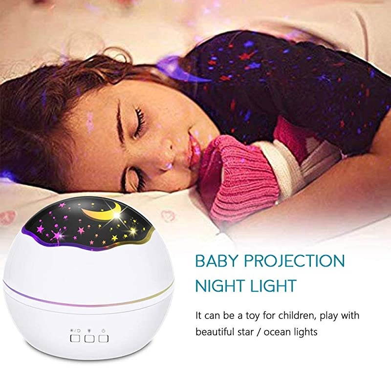 Night Light Projector Lamp Star Moon Night Lamp Romantic Rotating Ocean Animals Allinone Lights Projector Night Sign Lighting for Children Boys Girls White