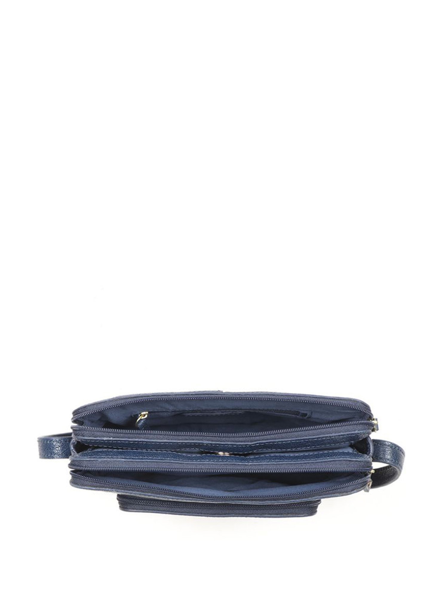 Hidesign EI Flourish W4 Blue Leather Solid Sling Handbag