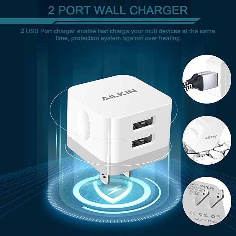 3Pack USB Charger Wall Charger Plug  24A Dual Port USB Adapter Power Cube Charge Station Box Base Replacement for iPhone XR XS MAX X87 iPad Samsung LG Pixel Phones USB Charging Block