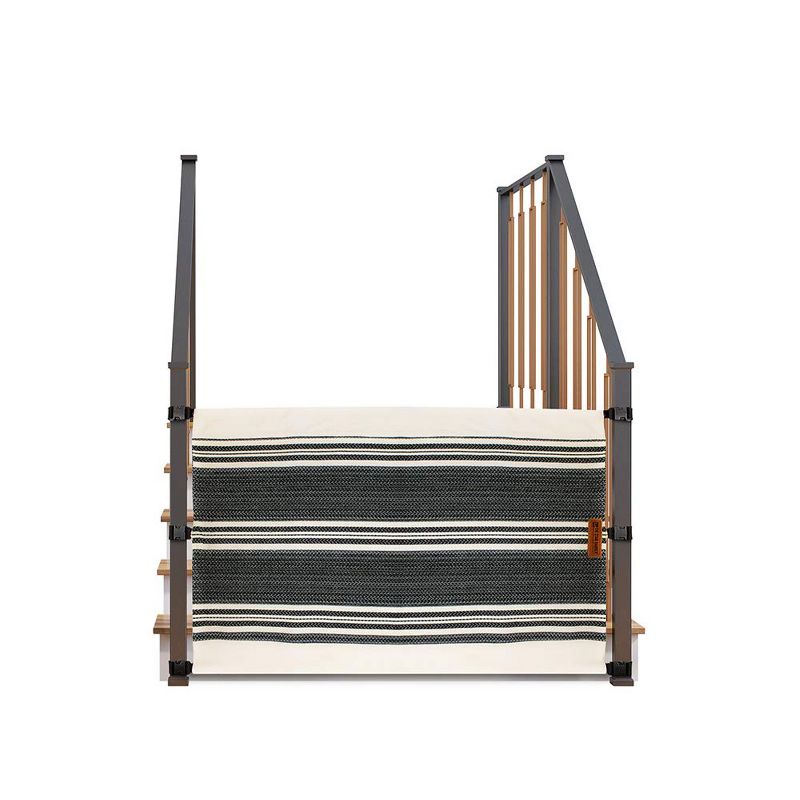 The Stair Barrier Portable Travel Wide Banister to Banister Retractable Fabric Baby and Pet Safety Gate, 42 to 52 Inch, Farmhouse Lines Black