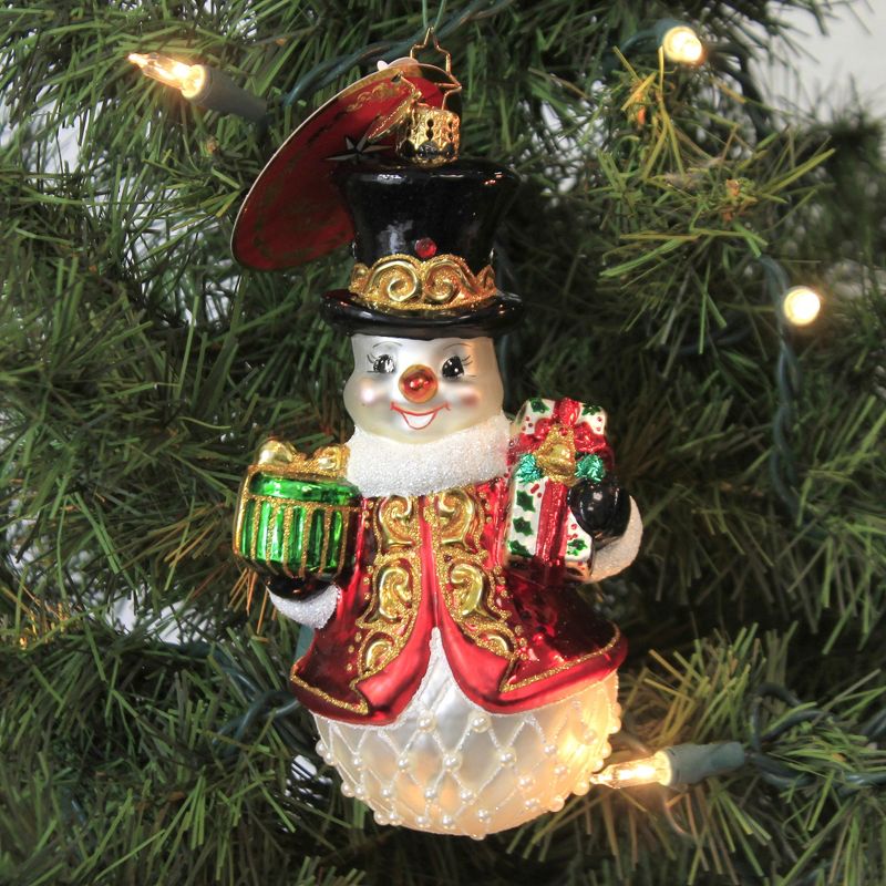 Christopher Radko 6.0" Royal Gift Giving Snowman Ornament Top Hat Christmas  -  Tree Ornaments