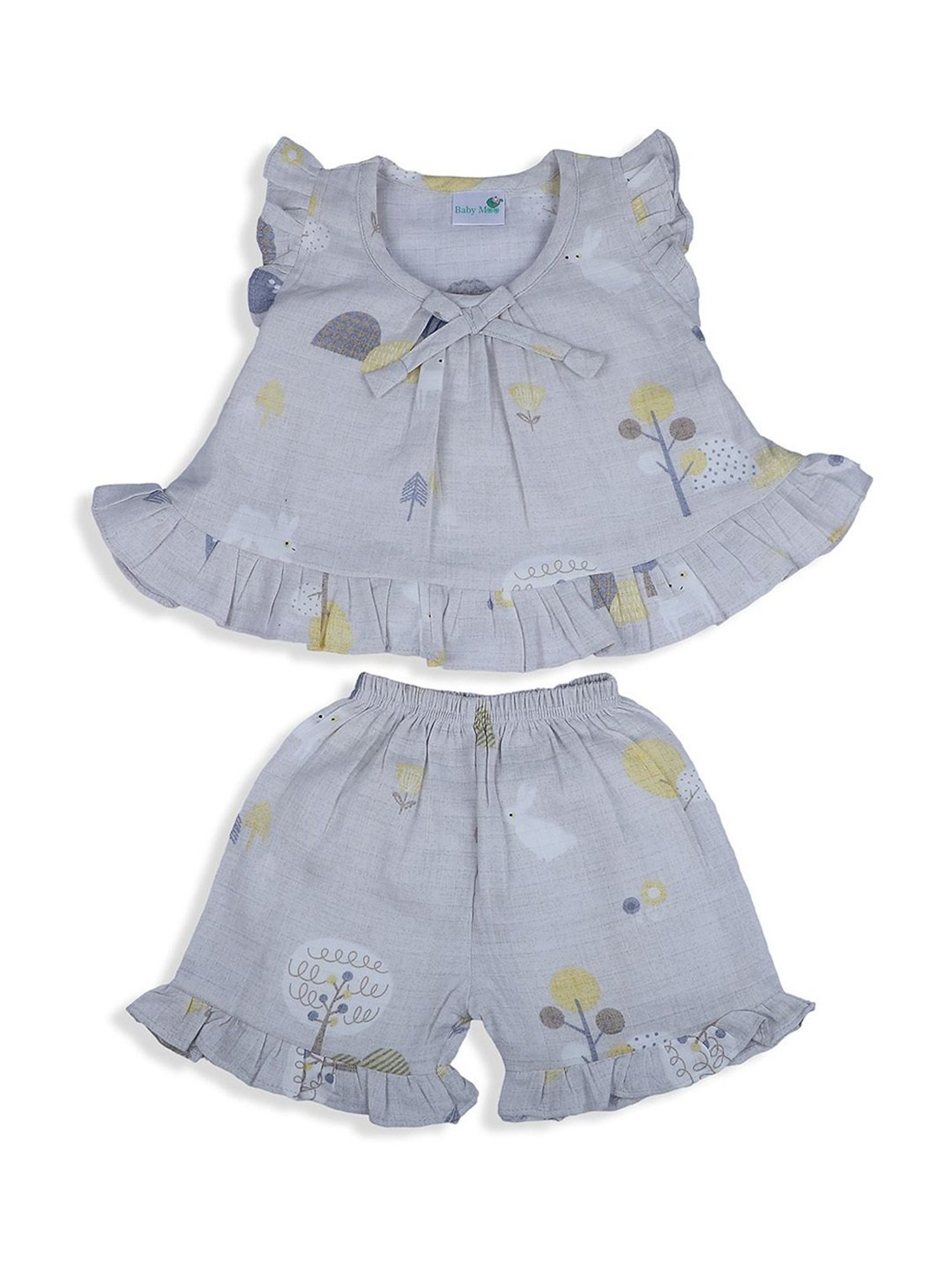 Baby Moo Kids Grey Printed Top Set