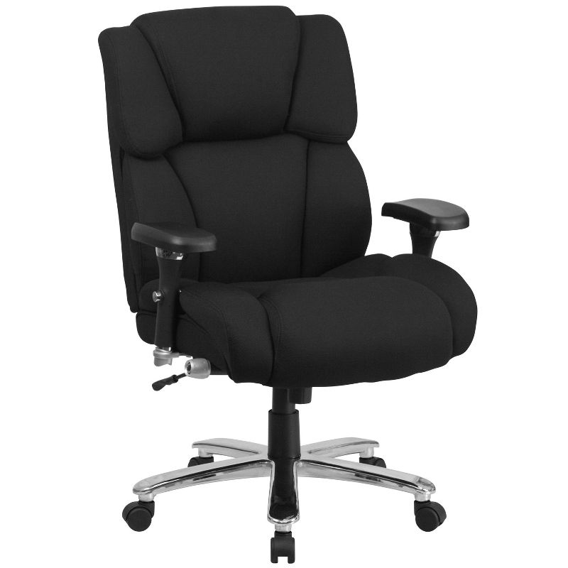 48" Fabric Rated Executive Swivel Ergonomic Office Chair with Tufted Headrest & Back Black - Riverstone Furniture
