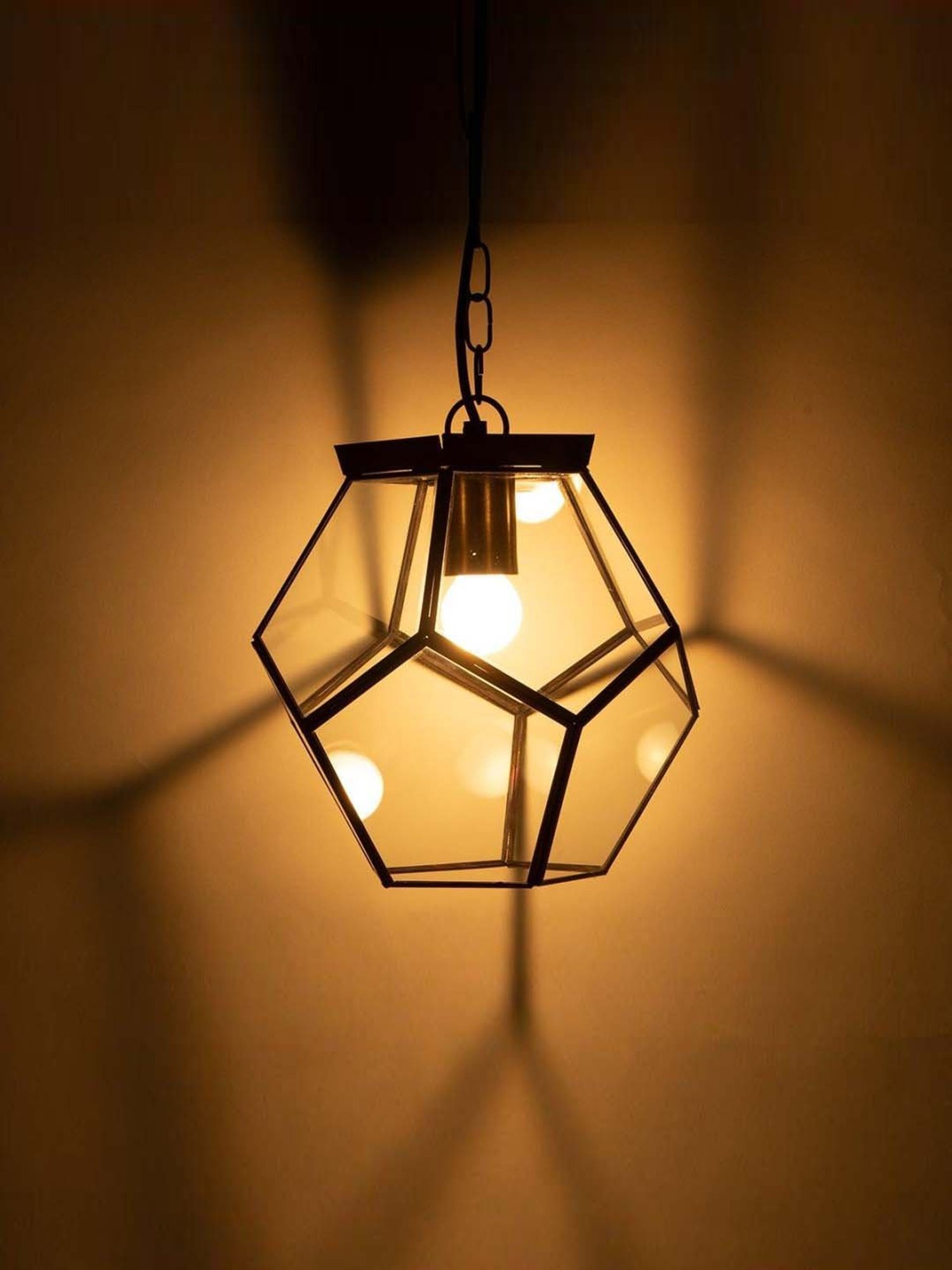 Home4U 'Dritan' Beige & Transparent Mild Steel Hanging Lamp - Set of 1