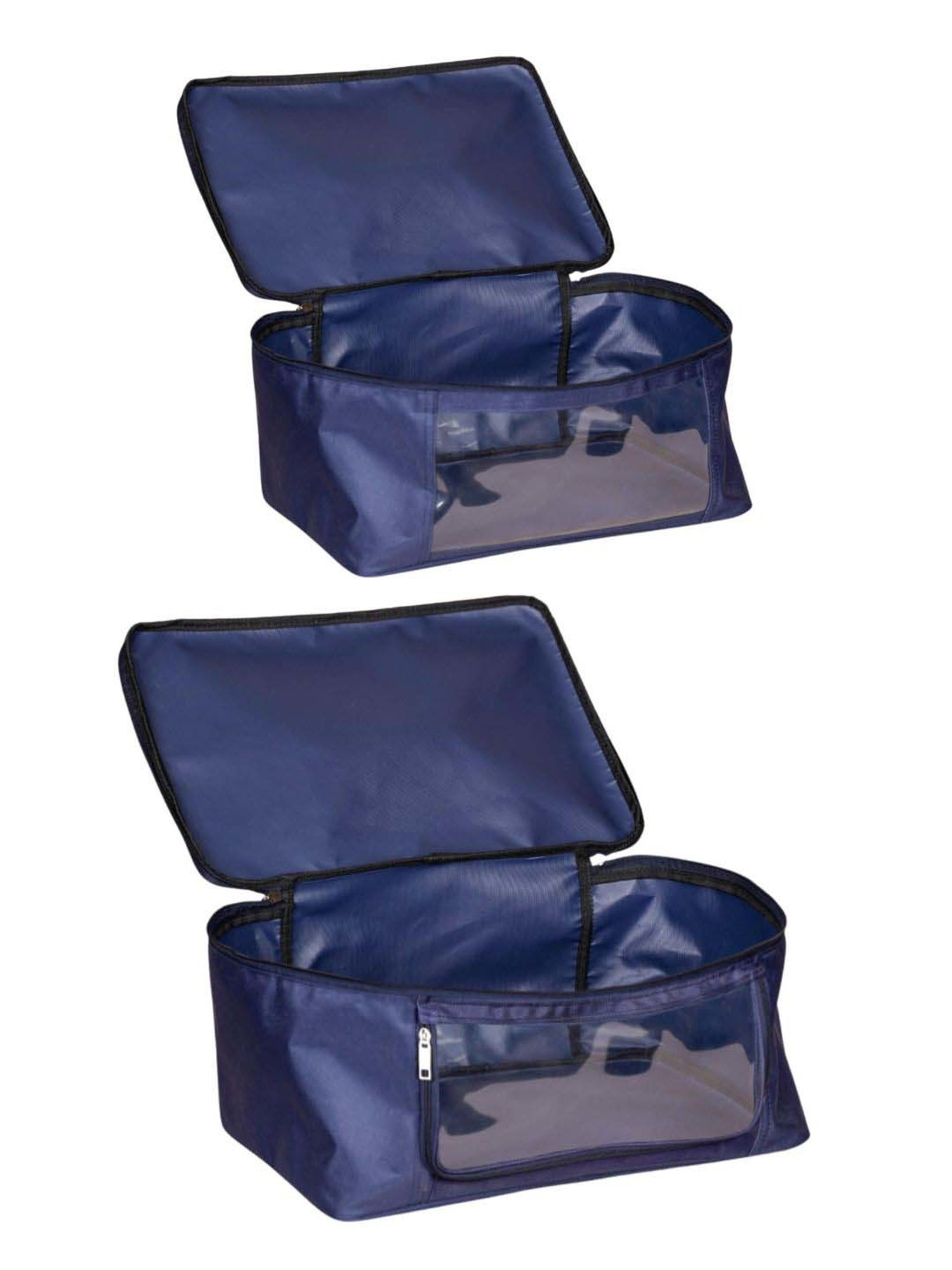 Nestasia Organizer For Clothes Set Of 2, Blue Transparent Bags With Zippered Front & Top Openings