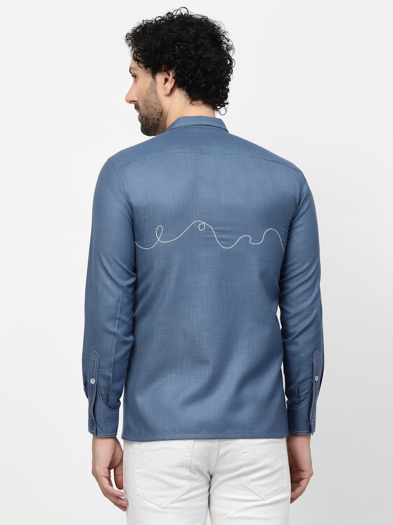 Lela Blue Regular Fit Printed Shirt