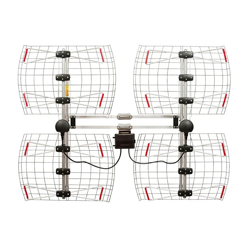8Element Bowtie TV Antenna 70 Miles Range amp ClearStream Juice VHFUHF LowNoise Preamplifier System LowLoss Power Inserter Two 3622 HighPerformance Coaxial Cables