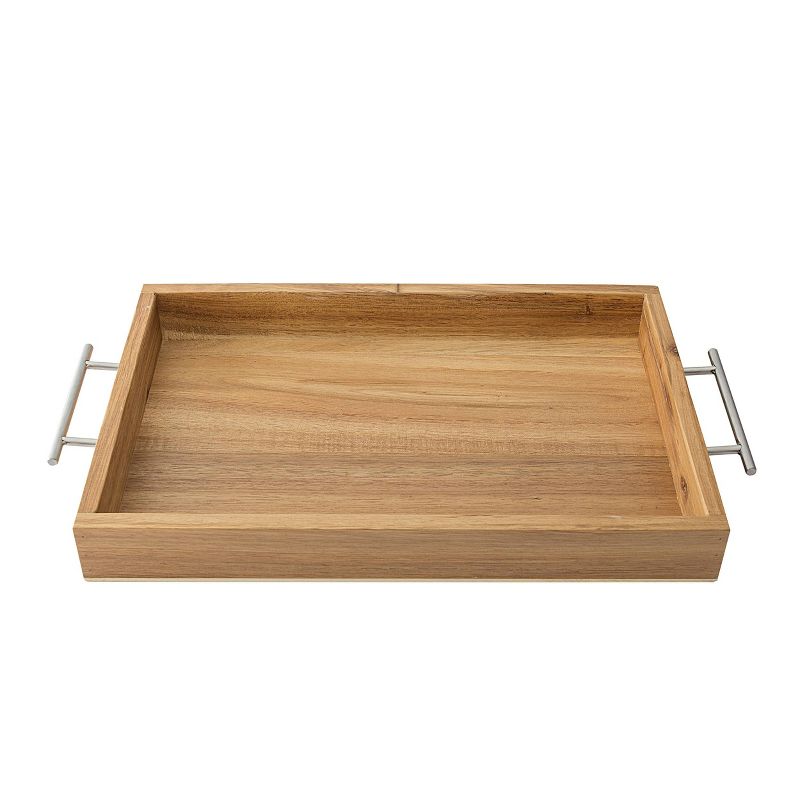 Monogram Acacia Serving Tray with Metal Handles - Cathy's Concepts