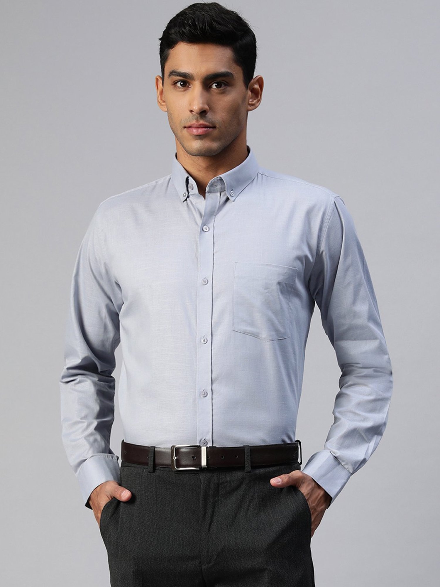 ManQ Light Blue Regular Fit Shirt