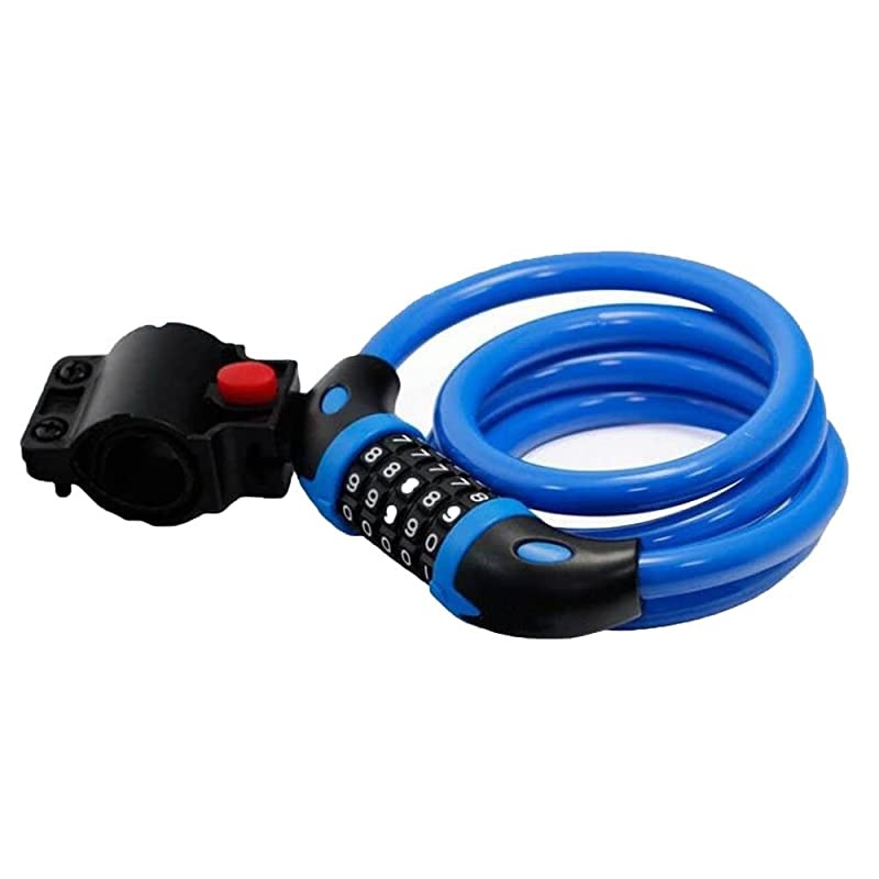 Bike Lock Cable,High Security 5 Digit Resettable Combination Self Coiling Cable Bicycle Lock with Complimentary Mounting Bracket,12mmx1.2m Anti-Theft Bike Locks (Blue)