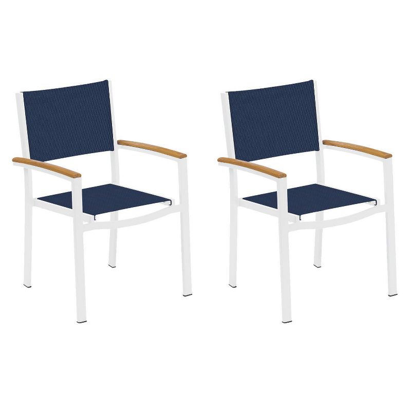 Travira 2pk Outdoor Armchairs with Vintage Tekwood Seats & Chalk Frame - Oxford Garden