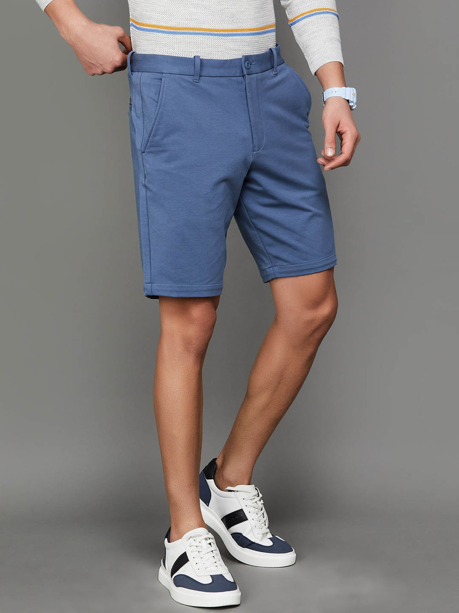 Code by Lifestyle Dark Blue Regular Fit Shorts