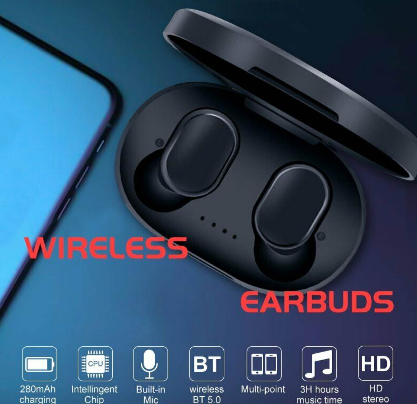 Bluetooth 5.0 True Wireless Earbuds Sports Headsets Noise Cancelling Headphones