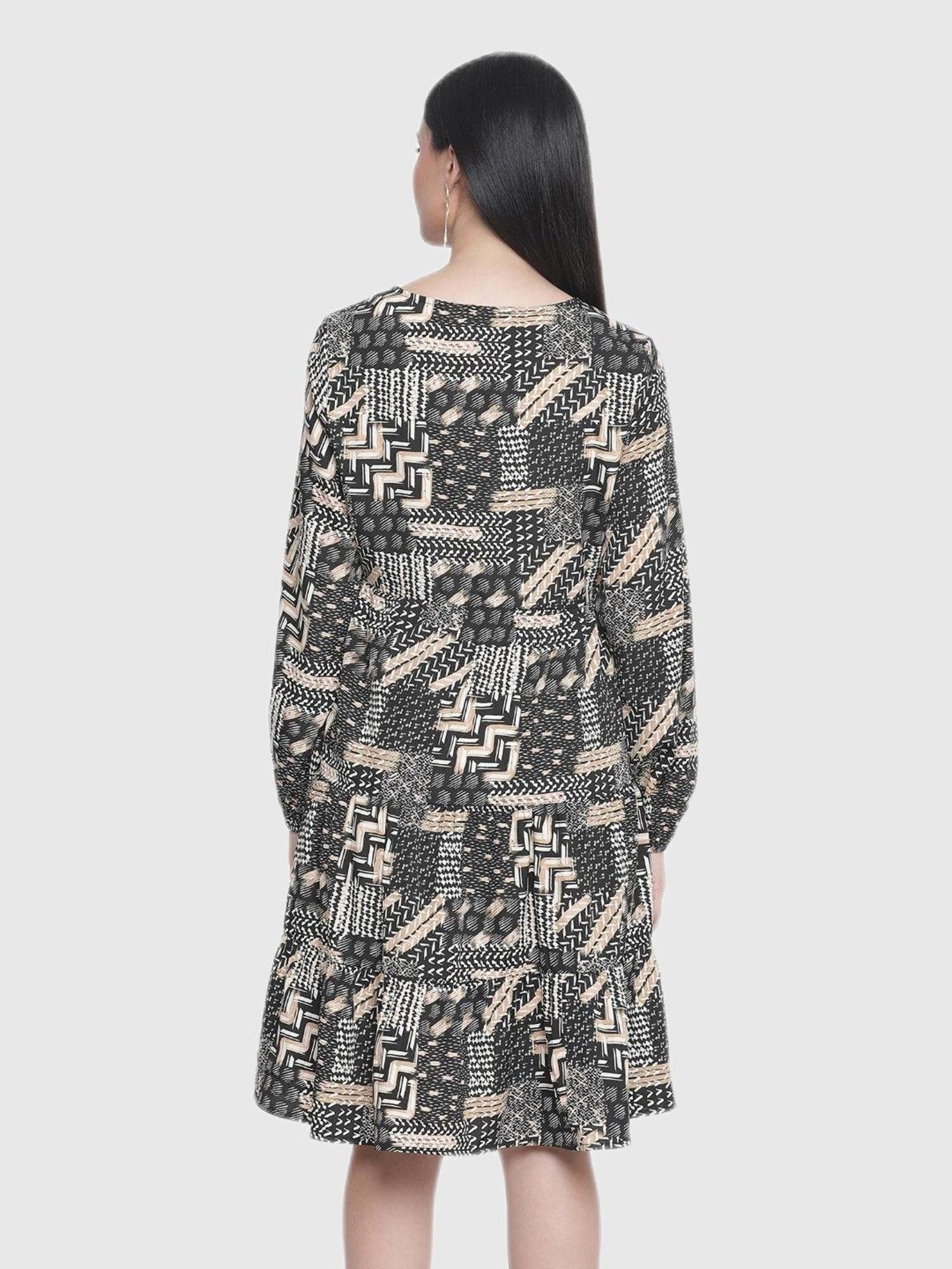 Oxolloxo Black Printed Maternity Dress