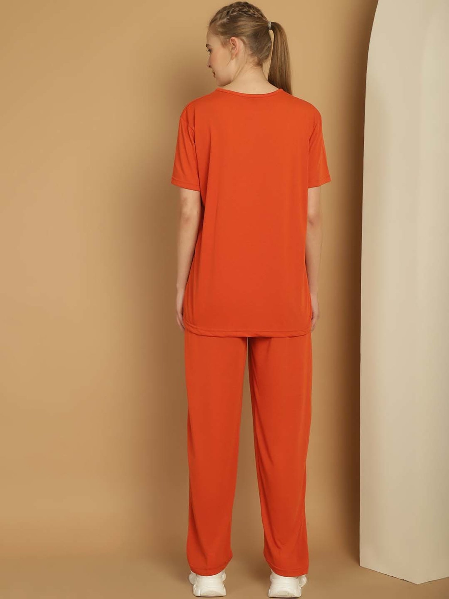 Vimal Jonney Orange Cotton Sports T-Shirt Track Pant Set