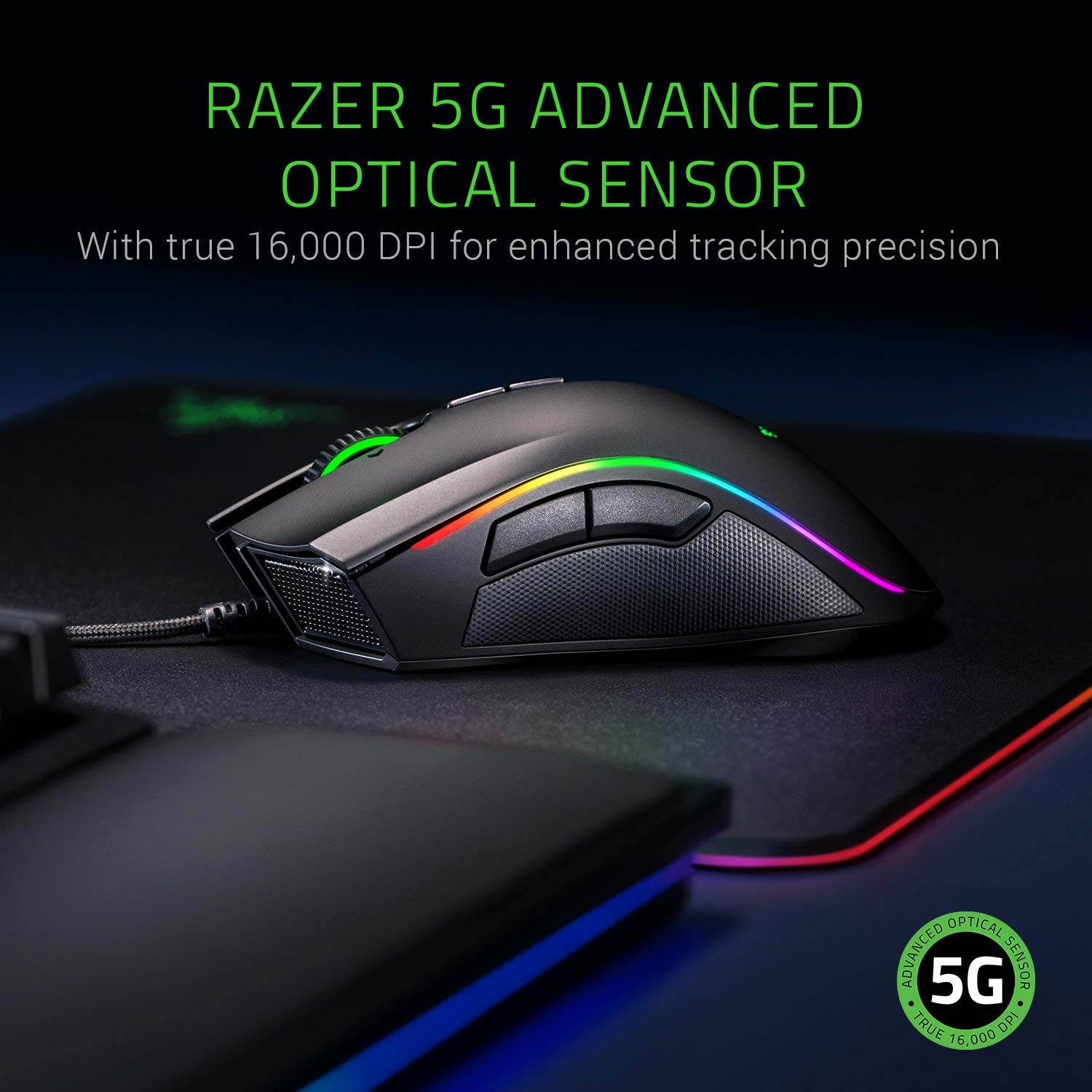 Razer Mamba Elite Advanced Ergonomics Gaming Mouse - 16,000 DPI Optical Sensor