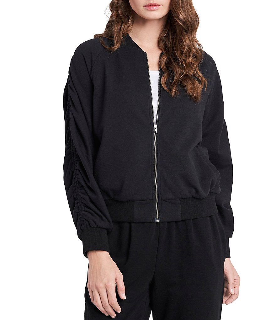 1. STATE Zip Front Ruched Long Sleeve Jacket