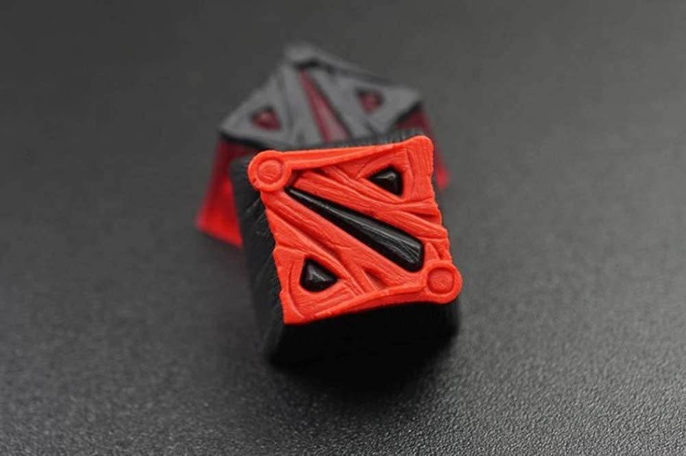 Mugen Custom Red Dota Backlit Textured Gaming Resin Keycaps for Cherry MX Switches - Fits Most Mechanical Gaming Keyboards - with Keycap Puller