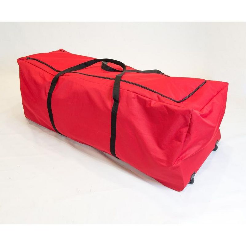 Tree Keeper 56" Red and Black Rectangular Rolling Artificial Christmas Tree Storage Bag For 8' Trees
