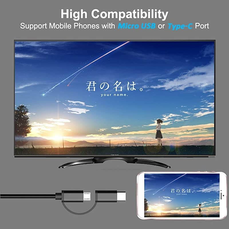 2in1 USB Type CMicro USB to HDMI Cable  66ft MHL to HDMI Adapter 1080P HD HDTV Mirroring Charging Cable for All Android Smartphones to TVProjectorMonitor