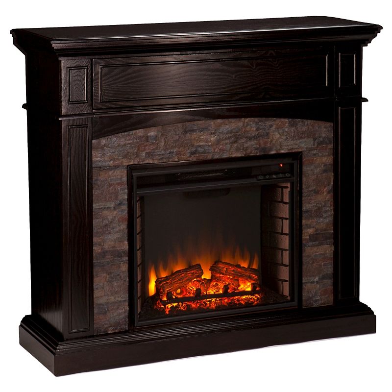 Greenwood Convertible Electric Fireplace Dark Brown/Black – Aiden Lane