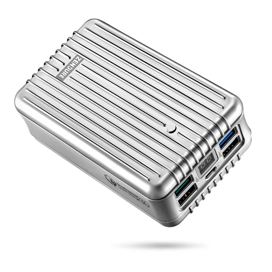 Zendure A8 26800 mAh Portable Charger &ndash; Ultra Durable Power Bank with QuickCharge 3.0, 4 USB Ports, Digital Display, Zen+ Technology for iPhone, iPad, Samsung Galaxy, LG, Pixel & More &ndash; Silver