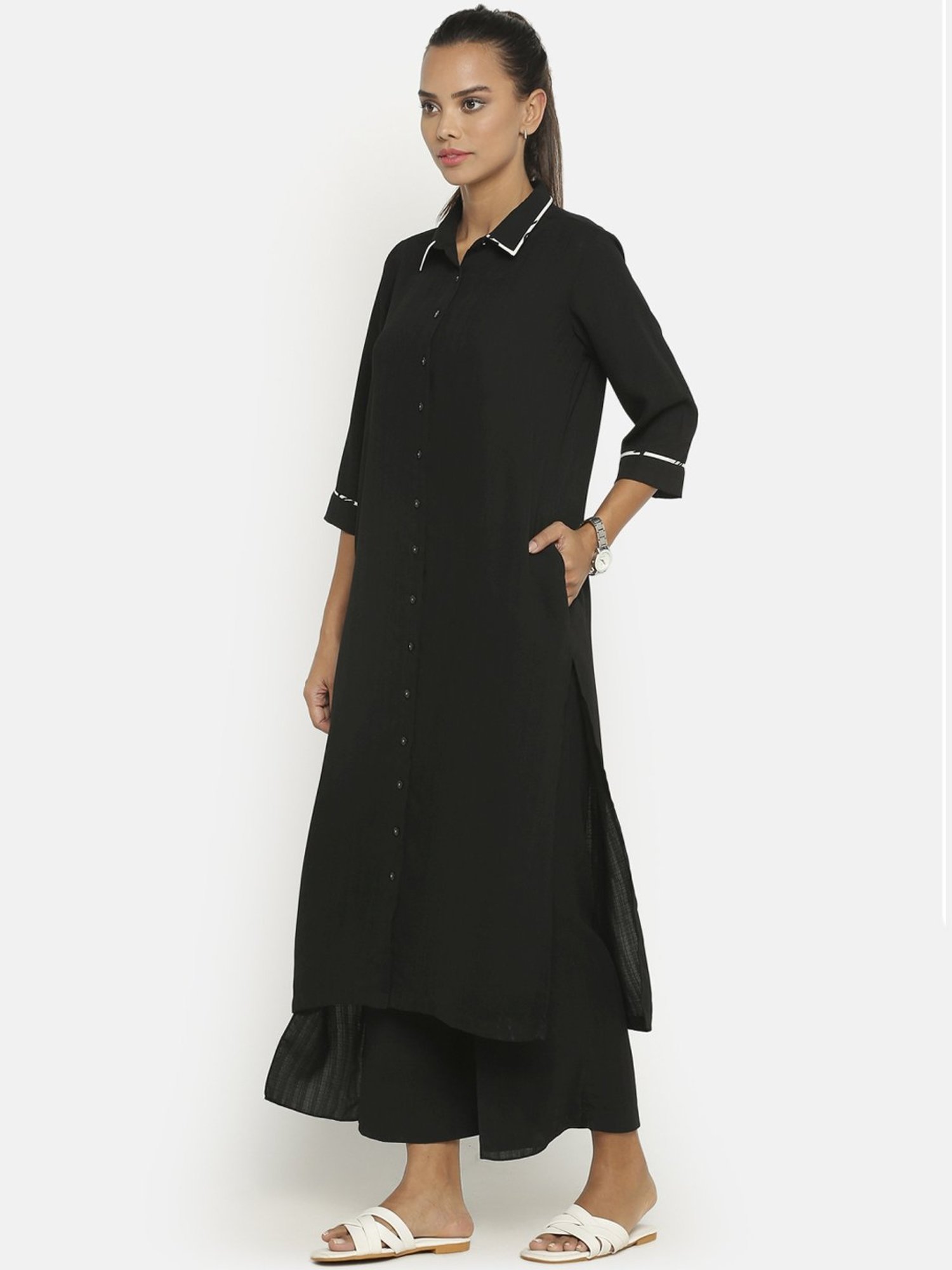 Office & You Black Straight Kurta