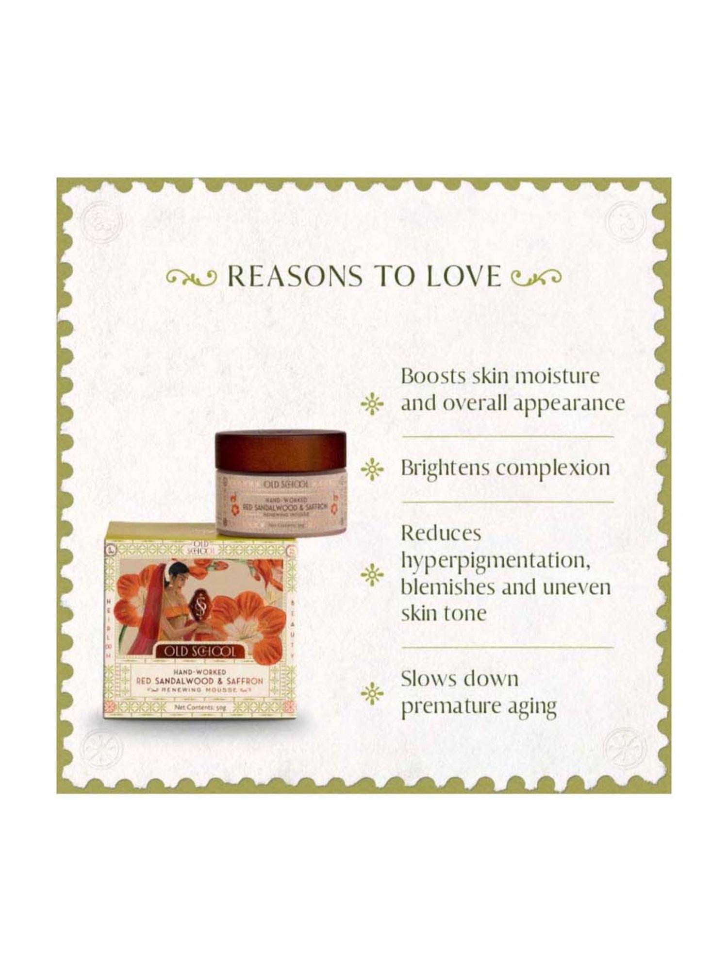 Old School Rituals Hand-Worked Red Sandalwood & Saffron Renewing Mousse - 50 gm