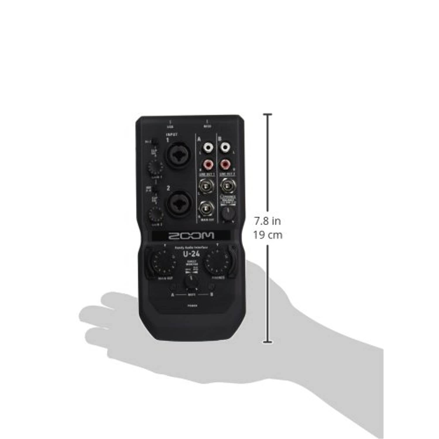 Zoom U-24 Handy Audio Interface, 2-Channel Portable USB Audio Interface, 2 XLR/TRS Combo Inputs, MIDI I/O, RCA Outputs