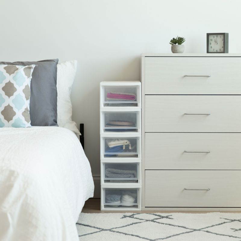 IRIS Small Stacking Drawer, 4 Pack, White