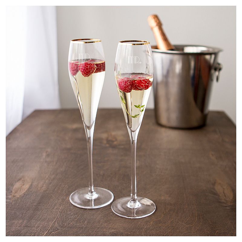 2ct Mr. & Mr. Gatsby Gold Rim Champagne Flutes
