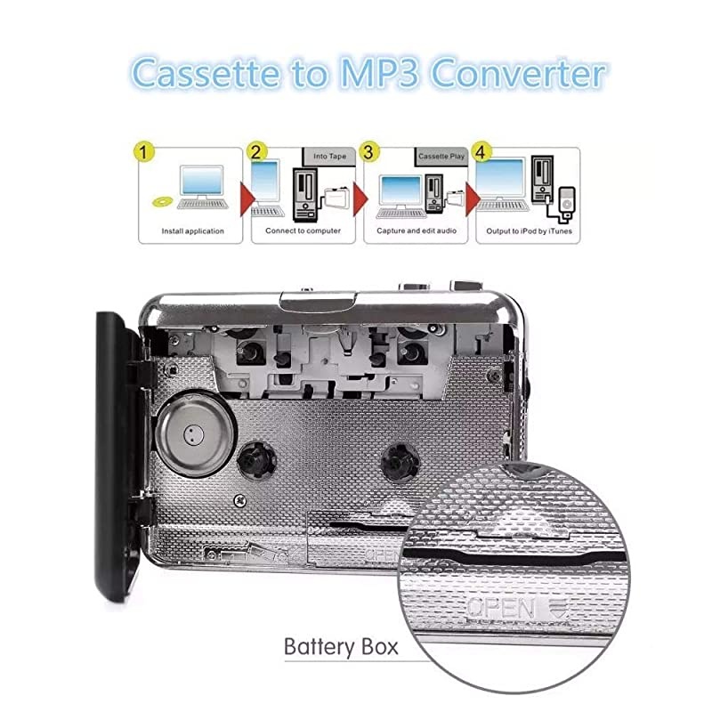 Cassette Player Tape to MP3 Converter via USB Retro Walkman Auto Reverse Portable Audio Music Tape Player with Earphone by