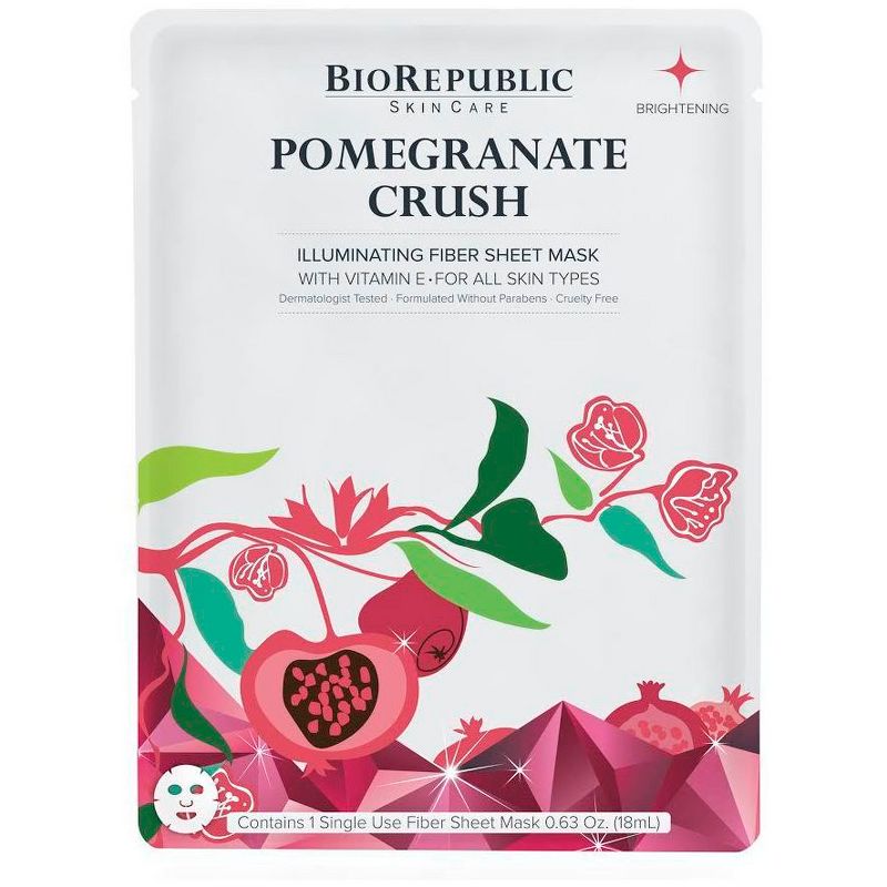 BioRepublic Skincare Illuminating Fiber Face Mask Sheets - Pomegranate Crush - 3ct