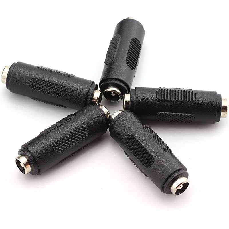10pcs 5.5x2.1mm DC Power Plug Connector CCTV DC Power Plug Adaptor (5pcs Male to Male + 5pcs Female to Female)
