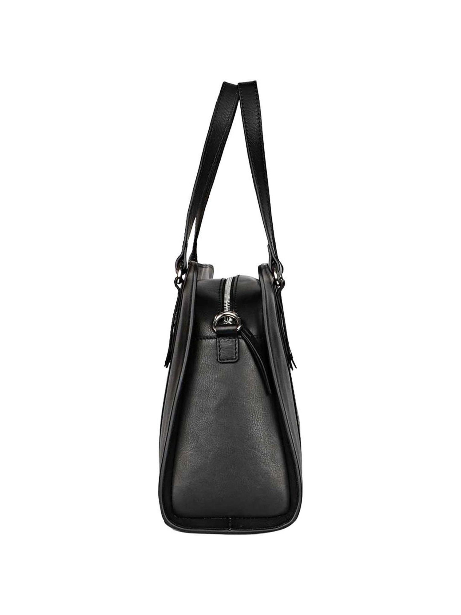 Favore Black Solid Medium Handbags