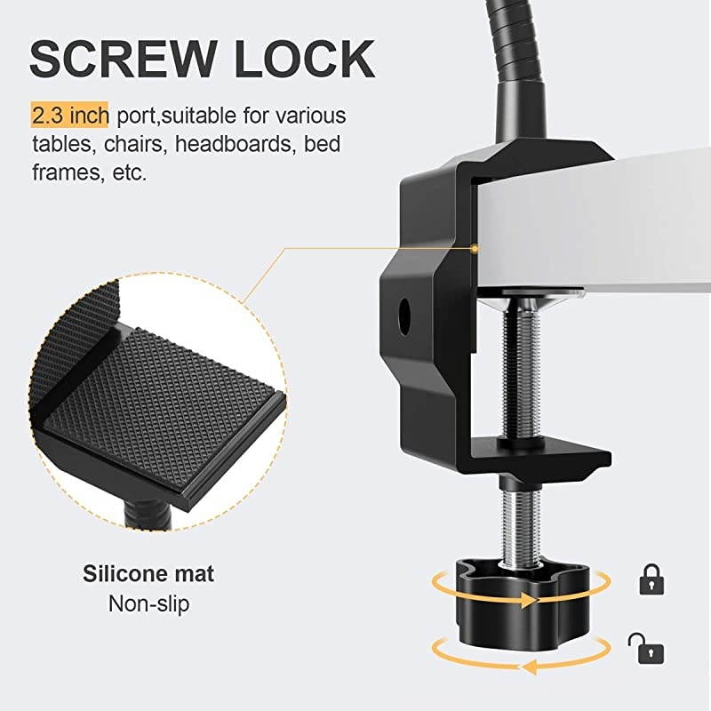 Gooseneck Tablet Stand & Cell Phone Holder,Universal 360&deg; Flexible Tablet Mount| Lazy Arm Holder Clamp Mount Bracket Bed Dock Compatible with Pad Mini/Air 2/3/4,Tab 2 3 and 4.7-10.5" Devices