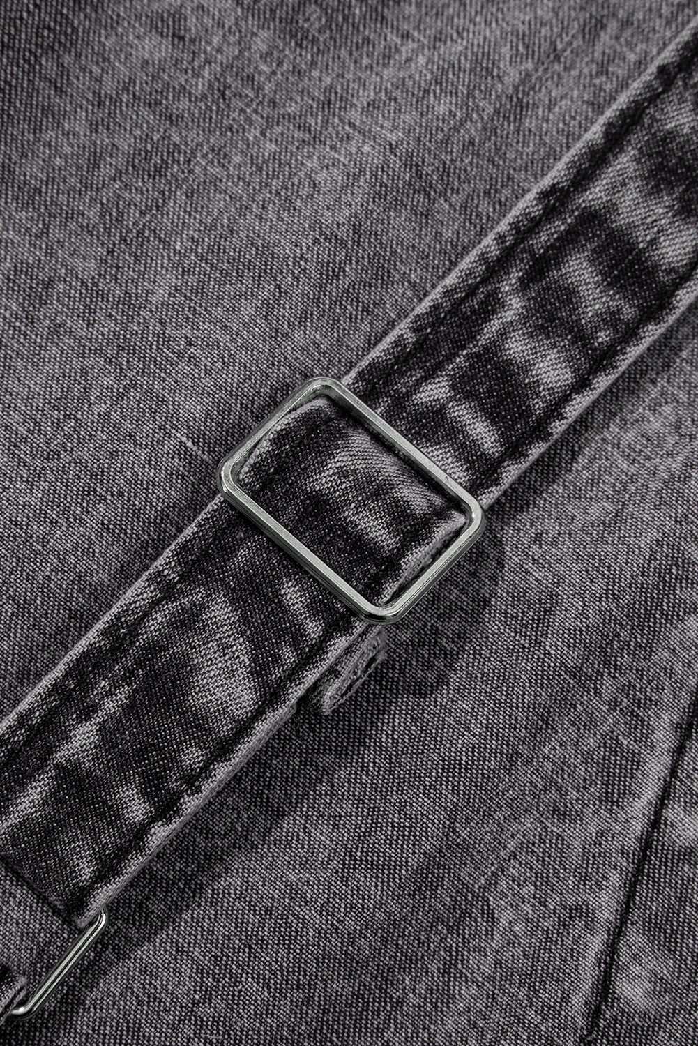 Gray Textured Wide Leg Overall with Pockets