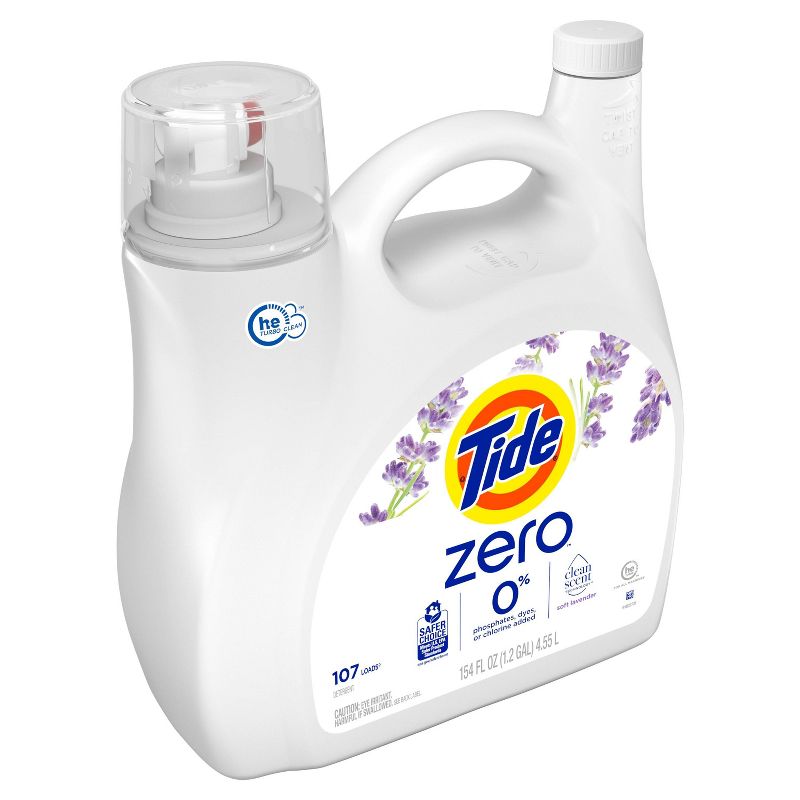 Tide Zero Soft Lavender Scent Liquid Laundry Detergent - 154 fl oz