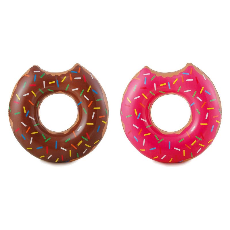 4 Summer Waves Chocolate or Strawberry Pink Donut Inflatable Swimming Pool Float