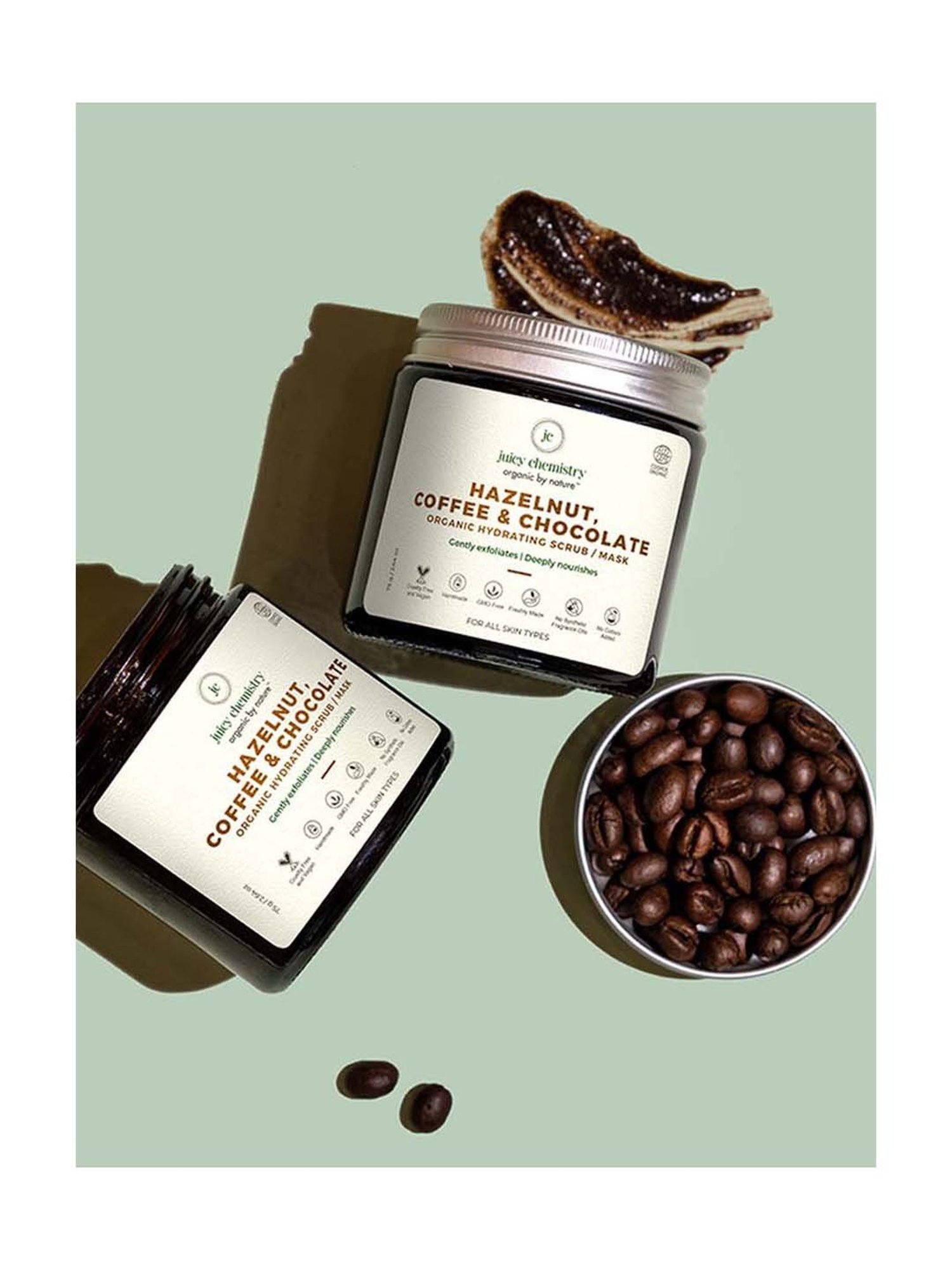 Juicy Chemistry Organic Hazelnut Coffee & Chocolate Hydrating Face Scrub - 75 gm