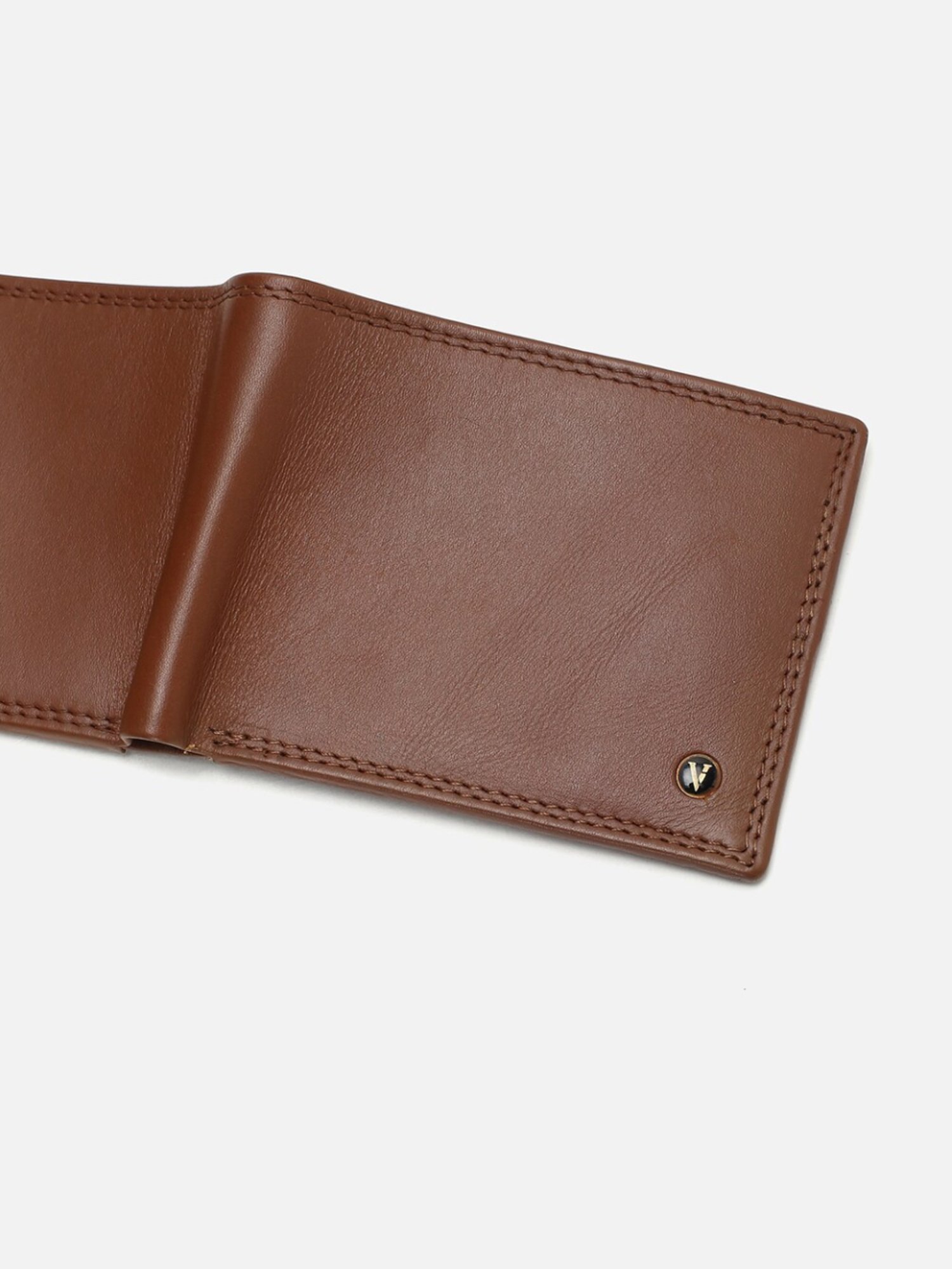 Van Heusen Brown Leather Solid Bi-Fold Wallet