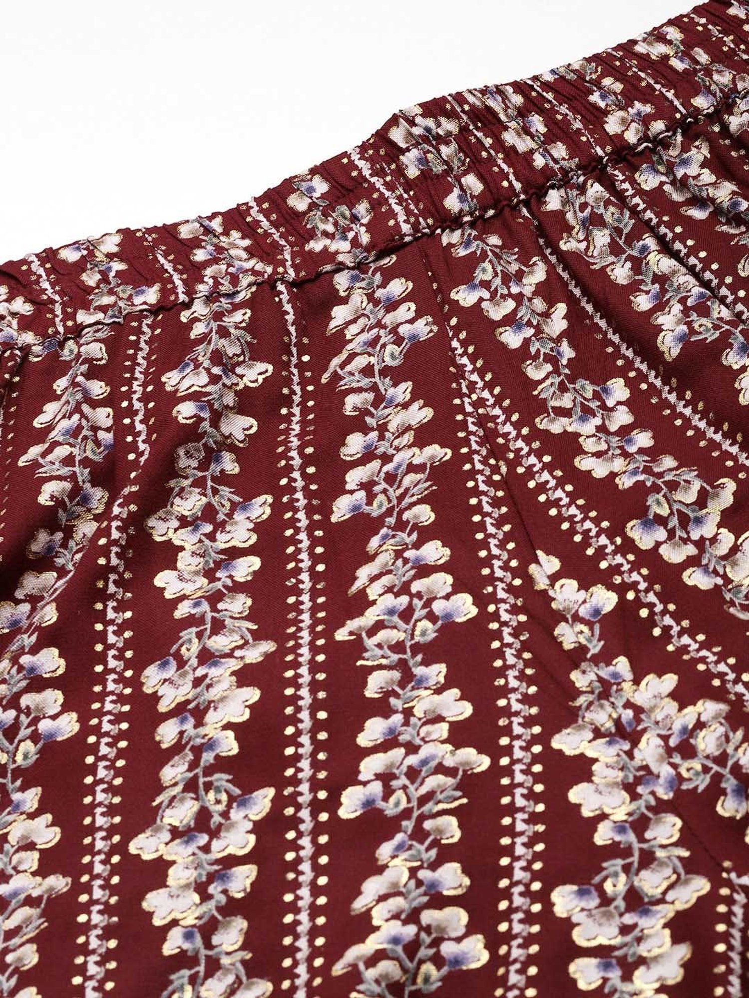 theRebelinme Maroon Floral Print Relaxed Fit High Rise Plus Size Culottes