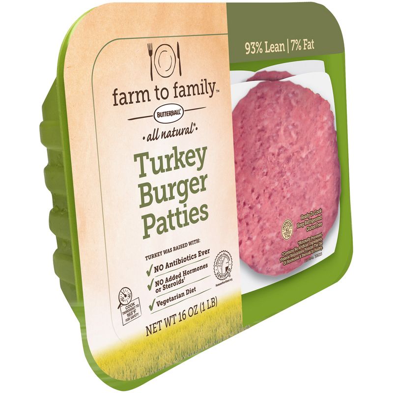Butterball Farm to Family 93/7 Turkey Burger Patties - 16oz