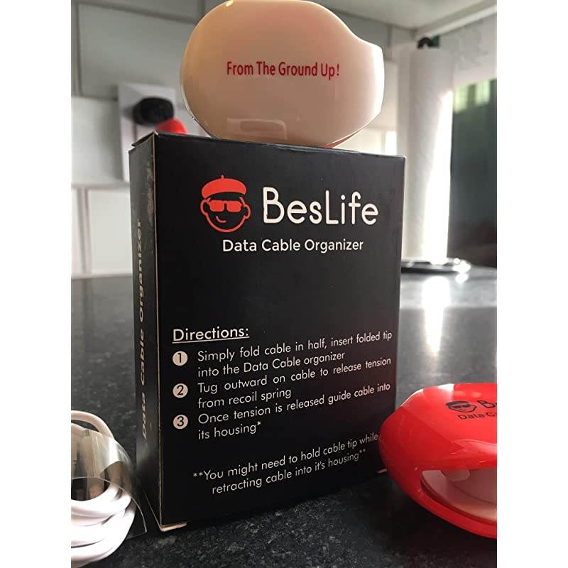 Cable Organizer Retractable Cord Winder Portable Automatic Headphone Holder SmallLarge WhiteRed