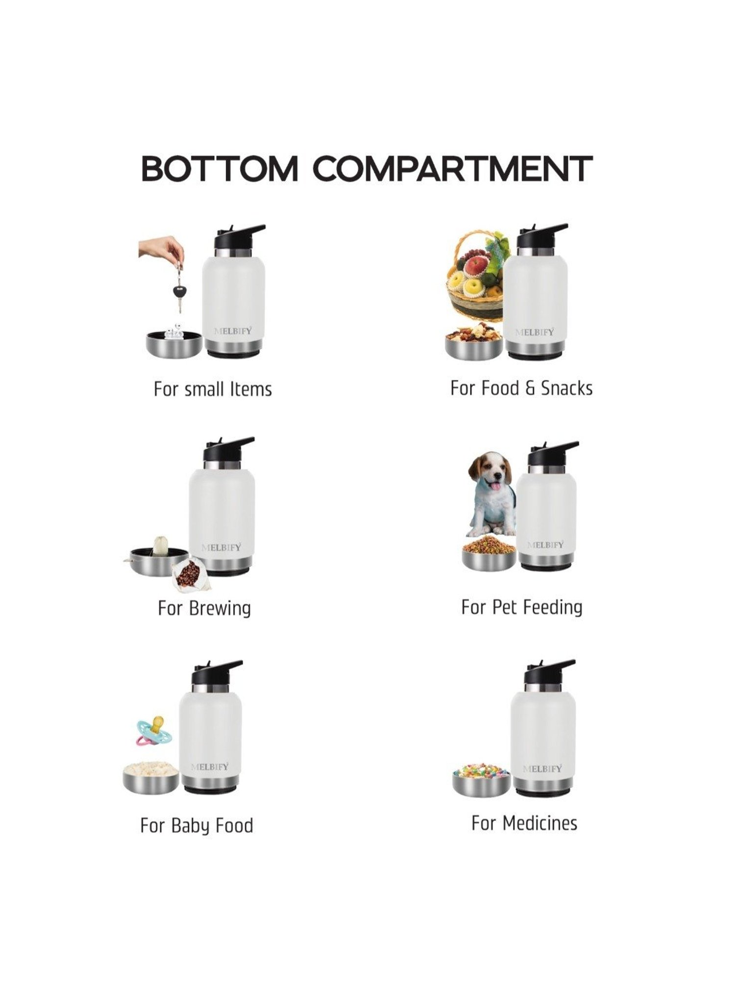 Milton Elfin Silver Stainless Steel Insulated Water Bottle (160 ml) - Set of 1