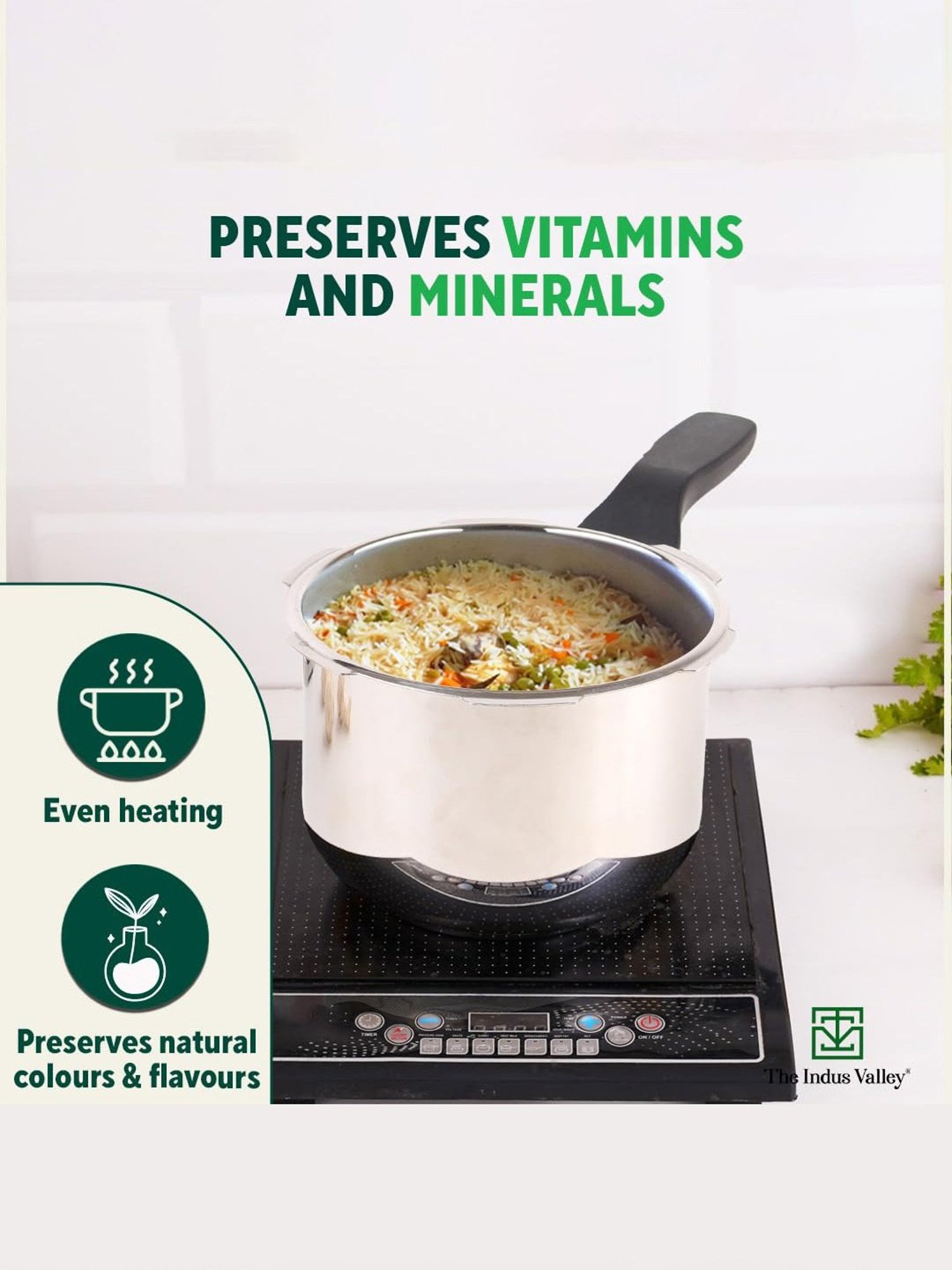 The Indus Valley Silver Stainless Steel Pressure Cooker with Lid (3 L)