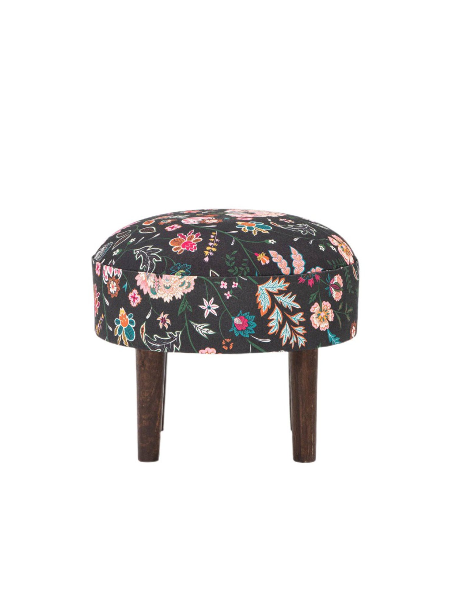 Chumbak French Sahara Solid Mustard Yellow Wood Ottoman