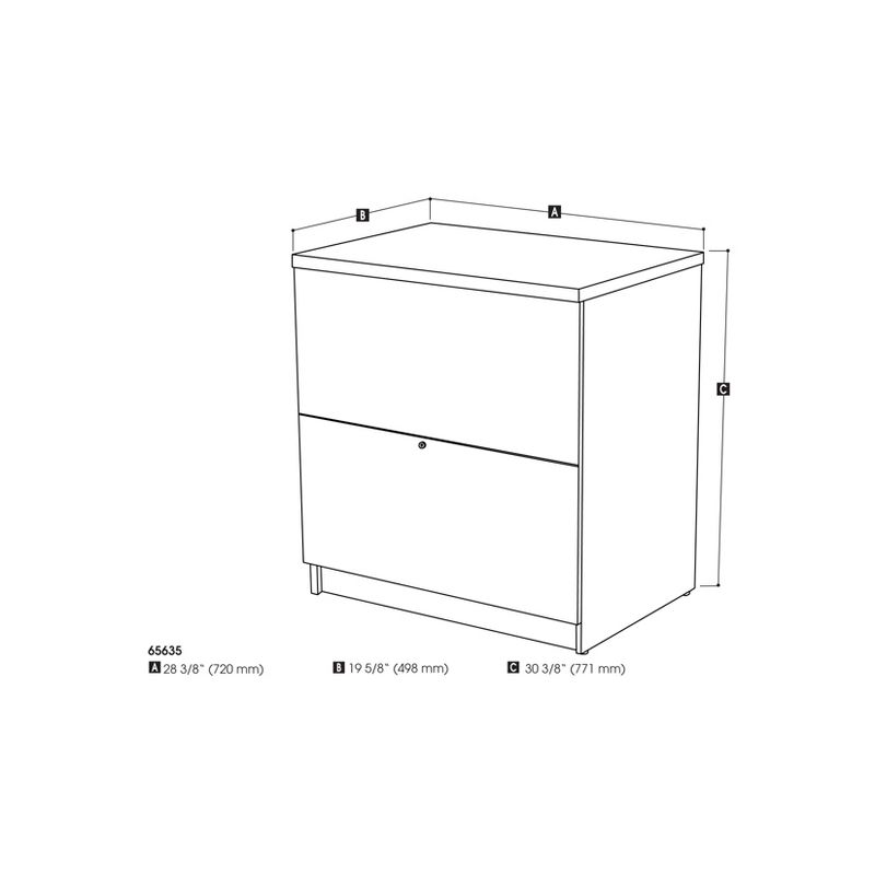 2 Drawer Standard File Cabinet Black - Bestar