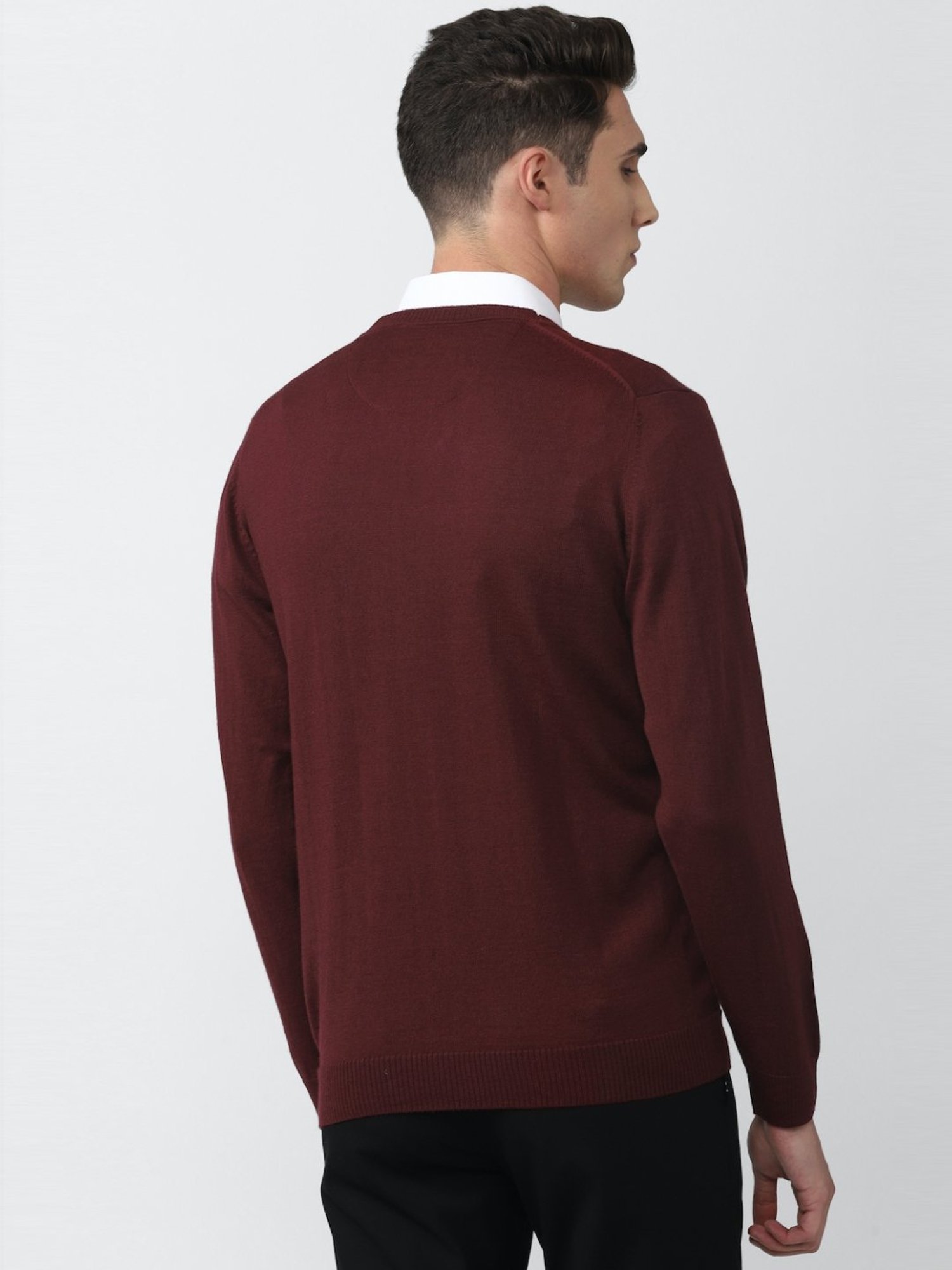 Van Heusen Maroon Regular Fit Sweater
